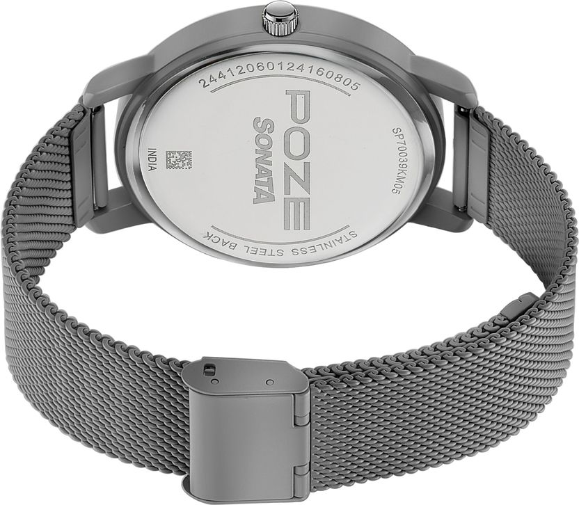 SONATA Poze Grey Strap Black Dial Men's Watch - Image 7
