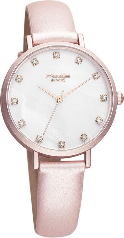 SONATA Poze White Dial Rose Gold Strap Watch - Image 3