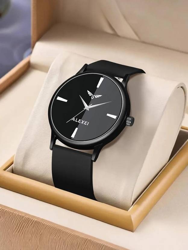 Alexei Premium Black Softest Silicon Strap ALX5282 Analog Watch - For Men And Boy Minimalist Dial with Tricolor Accent BK