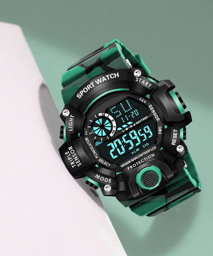 Acnos Water Resistance Digital Watch - For Men Brand - A Digital Watch Shockproof Multi-Functional Automatic Green Army Strap Waterproof Digital Sport Watch for mens Kids Watch for Boys - Watch for Men Pack Of 1
