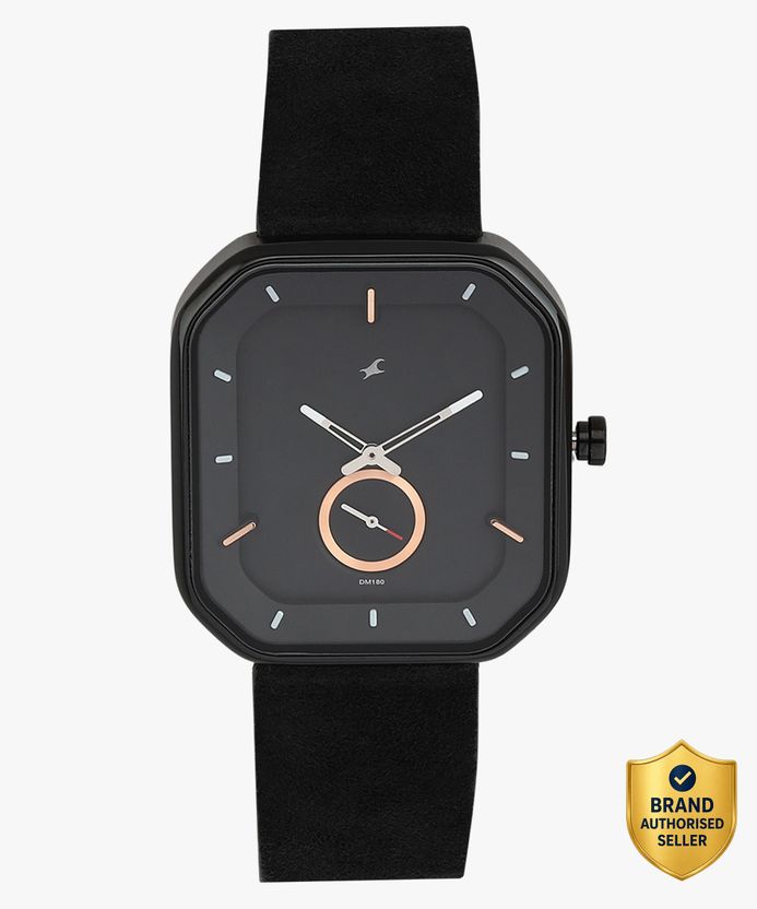 Fastrack After Dark Black Dial Black LeatherStrap Analog Watch - Men - Image 3