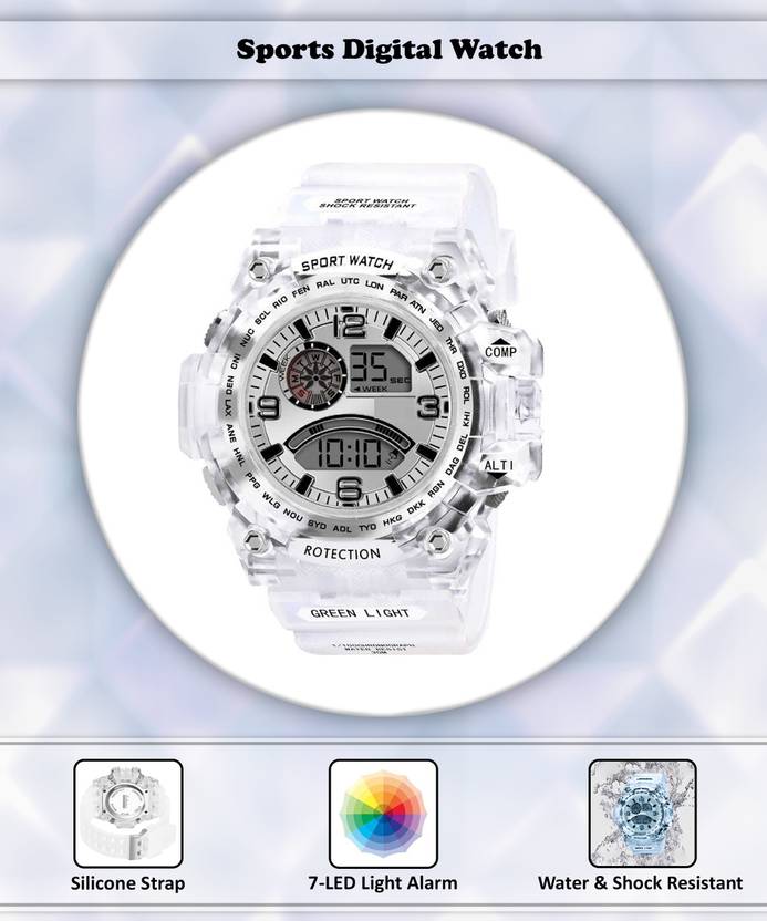 7-LED Light Alarm Premium Quality Semi Water&Shock Resistant WatchWrist Digital Watch  - For Men New Sports Digital Watch ( Day And Date And Time Chronograph )