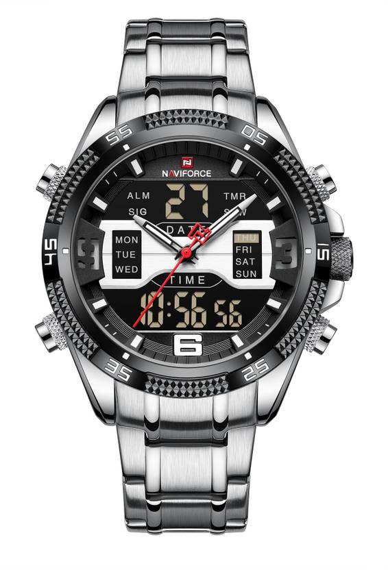 NAVIFORCE Black Dial Stainless steel Watch 9201 AnalogDigital Watch