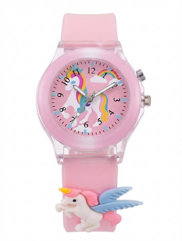 Missfox Analog Watch - For Boys & Girls 3D Cartoon Girl Watch for Kids Girls Light Display Unicorn Analog Watch2