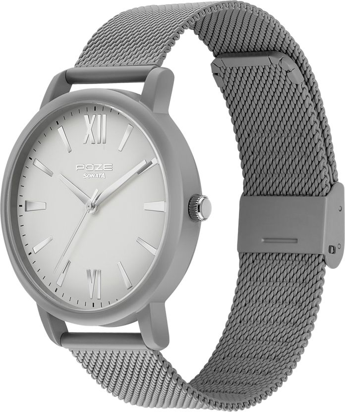 SONATA Poze Grey Strap Black Dial Men's Watch - Image 5