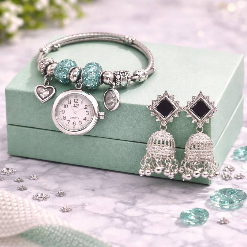 GDENTERPRISES Fashion Jewelry Watch Combo Analog Watch - For Girls GD-BWW-JHK-SILVER