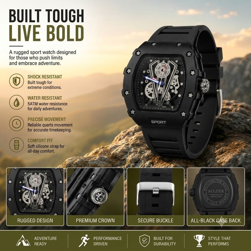 Pickme4u Chrono-Sport Tonneau Analog Watch - Image 7