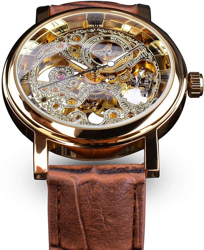 RCeles Skeleton Gold Automatic Self Winding Wrist Watch Self Winding ...