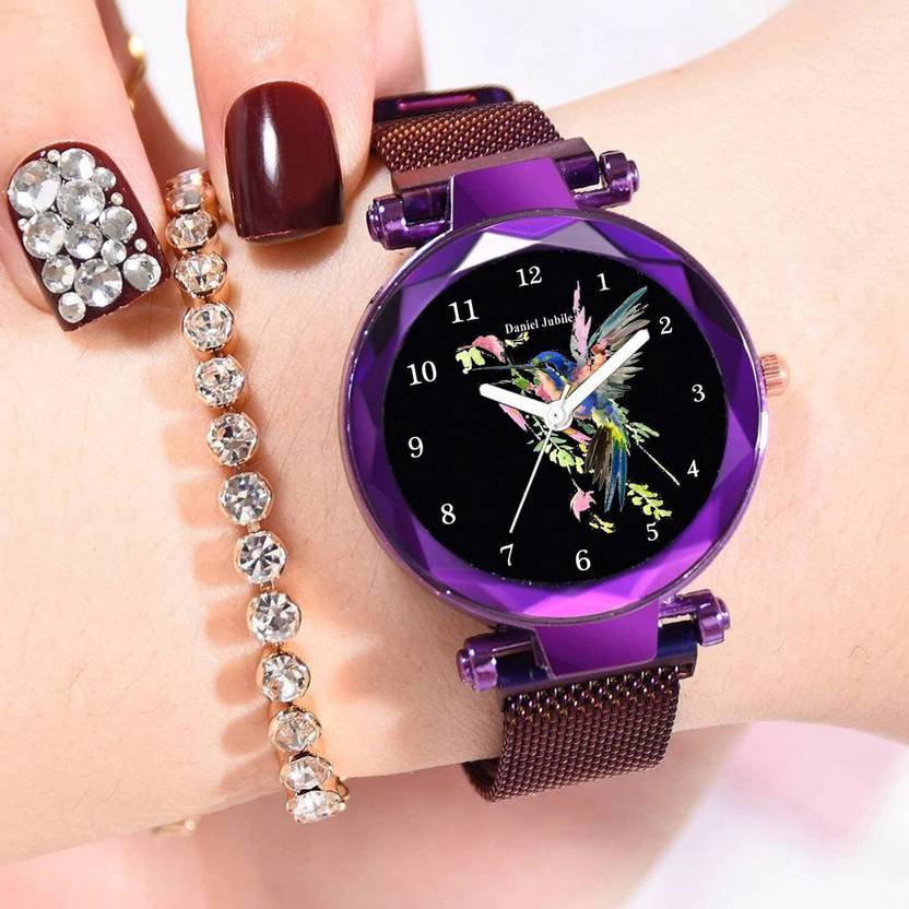 Daniel Jubile watch for women watch Analog Watch - For Women Magnet Strap Girls Women 12 Diamond New Rishtey Purple