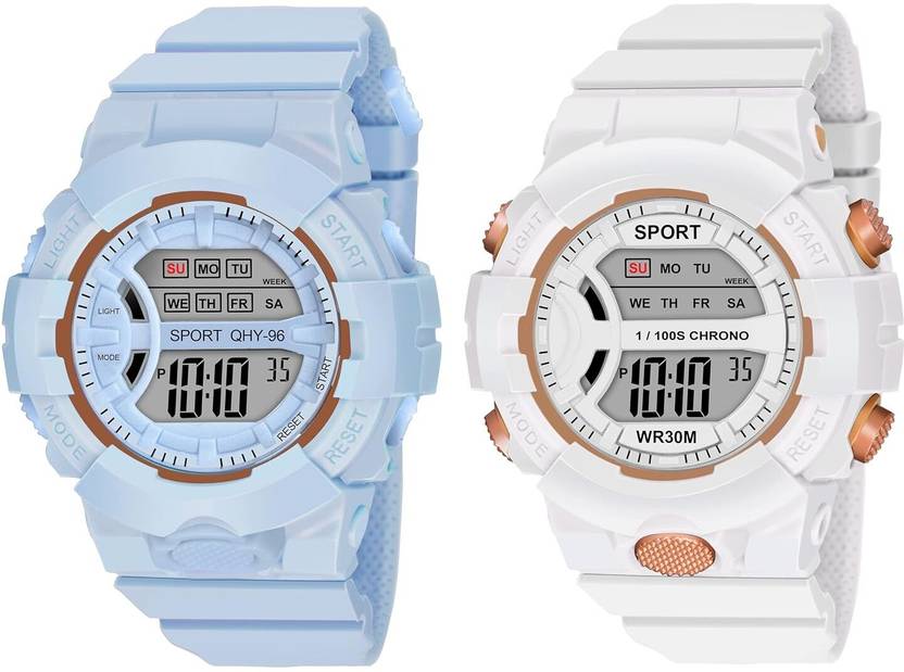 Brixanto Sports Digital Watch - For Boys & Girls Digital Sports Watch Combo – Black & Sky Blue Waterproof Kids