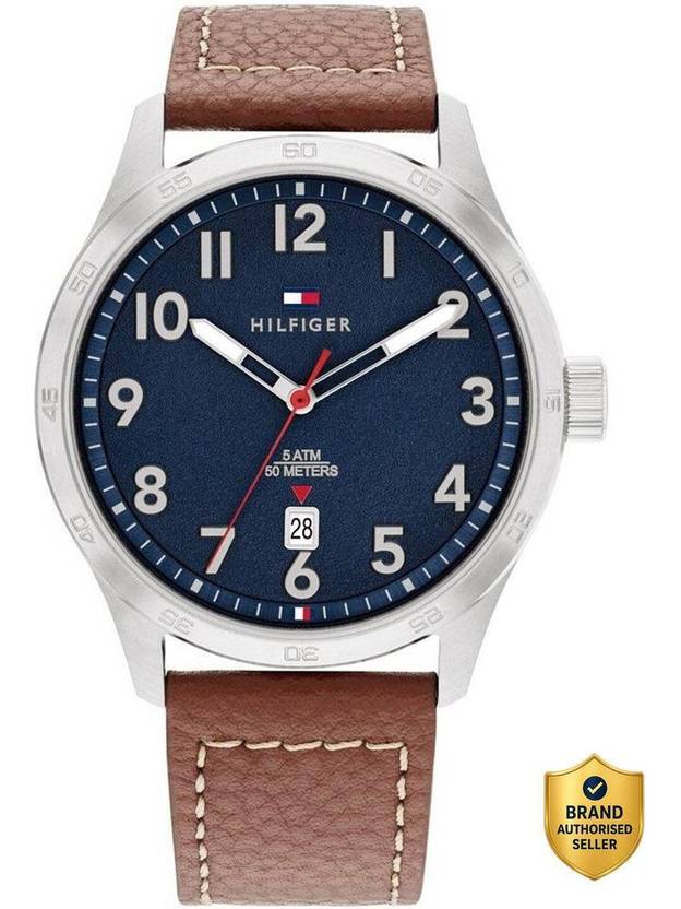 Tommy Hilfiger With Date Blue Dial Brown LeatherStrap Analog Watch - For Men TH1710559,NTTH1710559