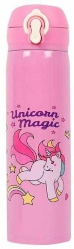 Barbarik Pink Unicorn Theme, Double Insulated Water Bottle for Kids/Adult (500ml) 500 ml