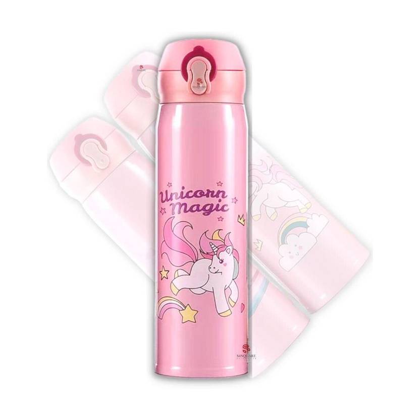 Barbarik Stainless Steel Unicorn 500 ml Water Bottle (Set of 1, White) 500 ml Water Bottle