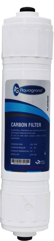 Aquagrand by Aquagrand Carbon Filter and 2 Elbow Connector, Inline Filter for all RO Water Purifier Solid Filter Cartridge