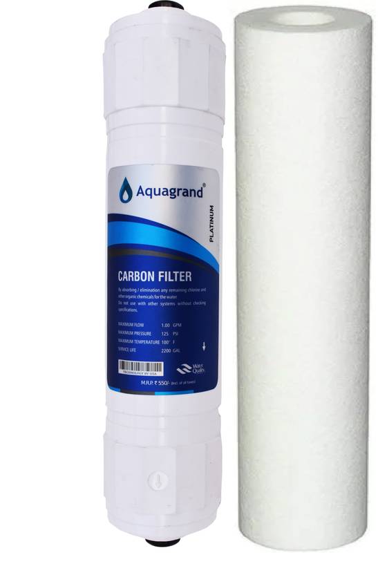 Aquagrand Platinum 10 Inch Carbon + PP filter for All type Domestic RO Water Purifier Solid Filter Cartridge
