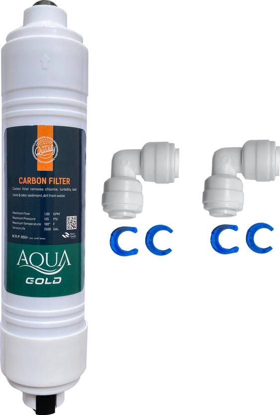 AkuaBeat Gold Inline Carbon Filter 10” with Compatible with Almost All RO Water Purifier Solid Filter Cartridge