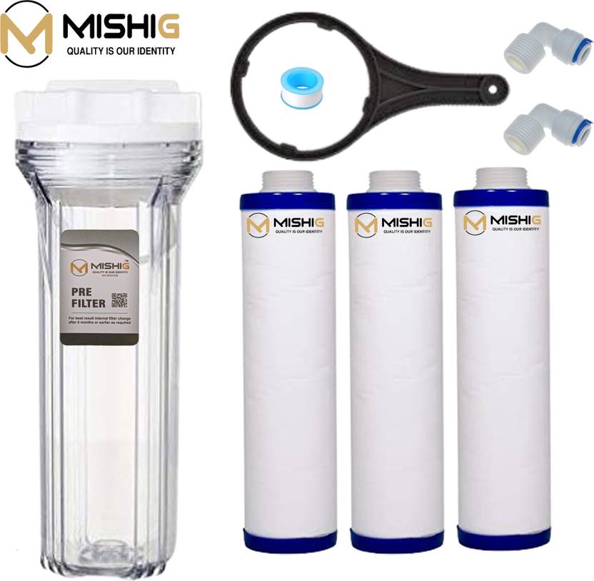 MISHIG Transparent Pre Filter Housing with 9” MLT 3 Candles, Spanner