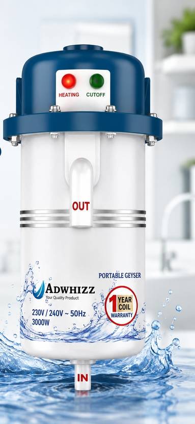 Adwhizz Instant Water Geyser 1L | Portable Instant Water Heater for Bathroom & Kitchen 1 L Instant Water Geyser