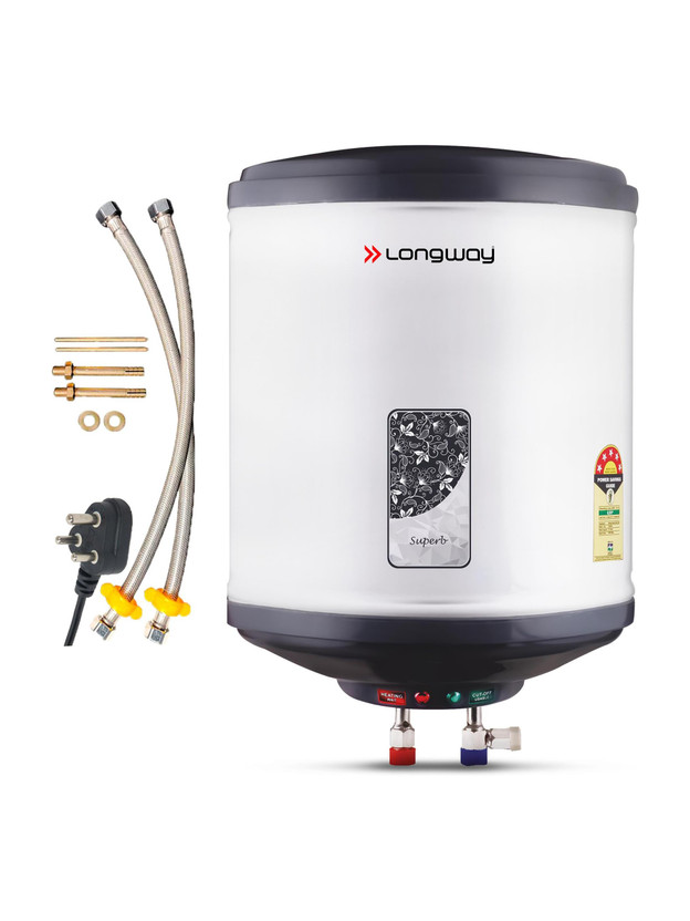 Click to enlarge Longway Superb 15 L Storage Water Geyser 5 Star BEE Energy Rating | Multi Safety Functions