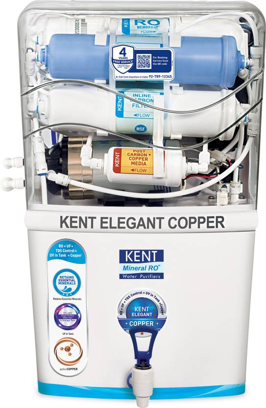 KENT Elegant Copper 8 L RO + UV + UF + TDS Control + UV in Tank