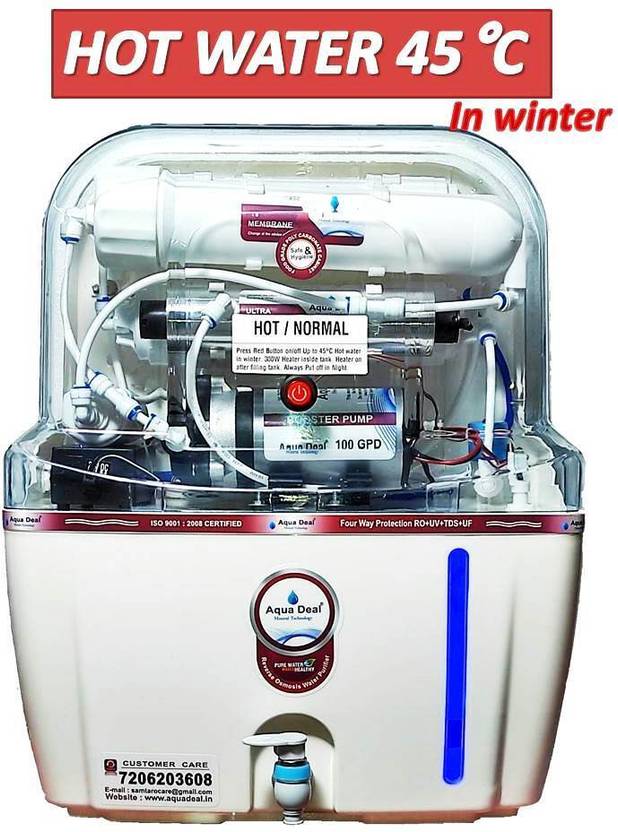 aquadeal RO+UV_LED+UF+TDS with HOT & Normal cold Water Purifier 15 L RO + UV + UF Water Purifier