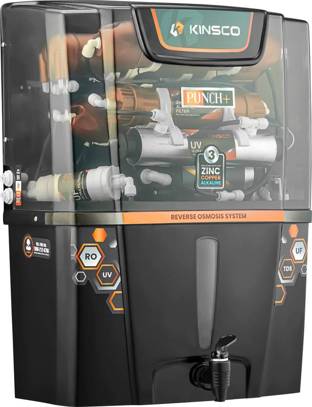 Kinsco Aqua Punch+ Zinc Copper and Alkaline 15 L RO + UV + UF + Copper