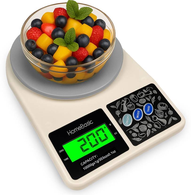 HOMEBASIC Digital Kitchen Weighing Scale 10 KG For Food LCD Display| Tare Function| g/oz Weighing Scale