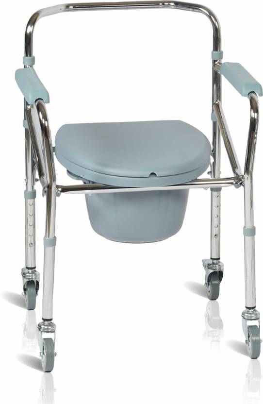 VMS Careline Standard Foldable ,Height Adjustable Commode with Long