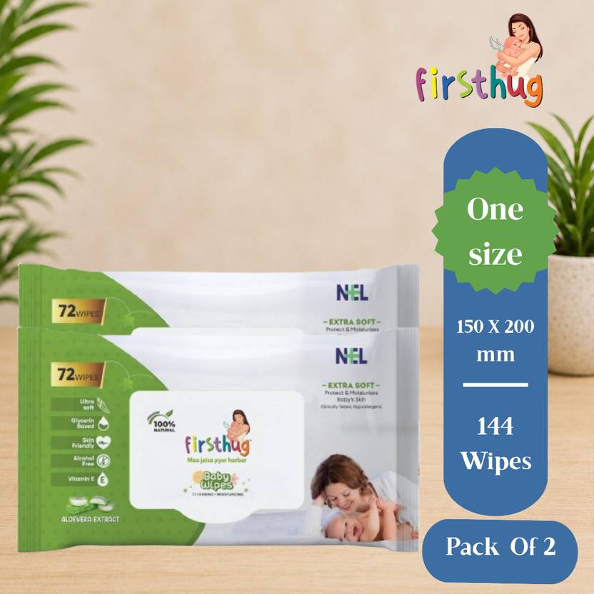 Firsthug Baby Wet Wipes Without Lid | Gentle Cleansing for Baby's Skin | Pack of 2
