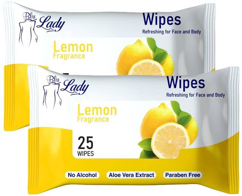 Blu lady Alcoholic Free and Aqua Glycerin (Lemon Fragrance) Body Wipes