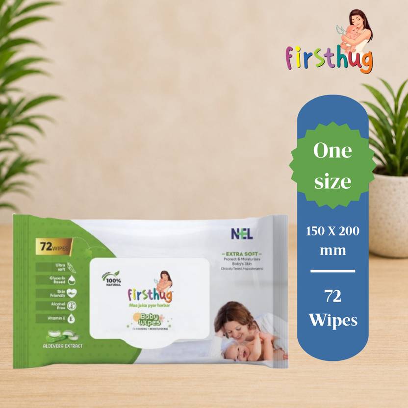 Firsthug Baby Wet Wipes Without Lid | Gentle Cleansing for Baby's Skin | Pack of 1