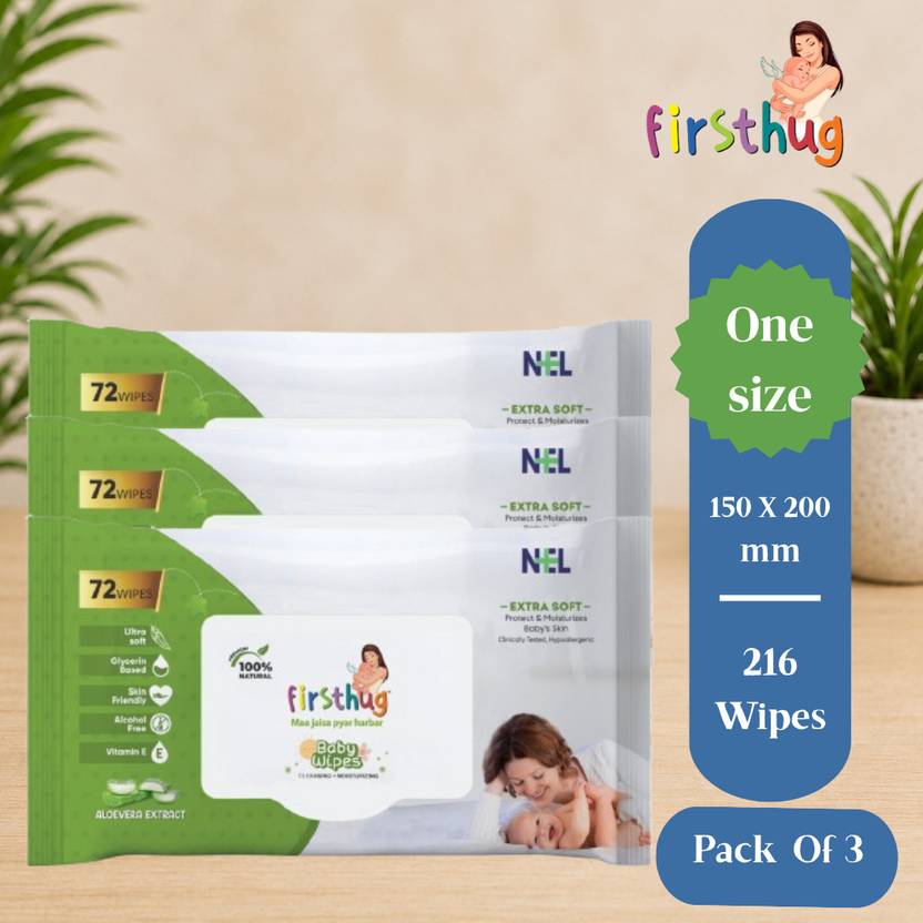 Firsthug Baby Wet Wipes Without Lid | Gentle Cleansing for Baby's Skin | Pack of 3