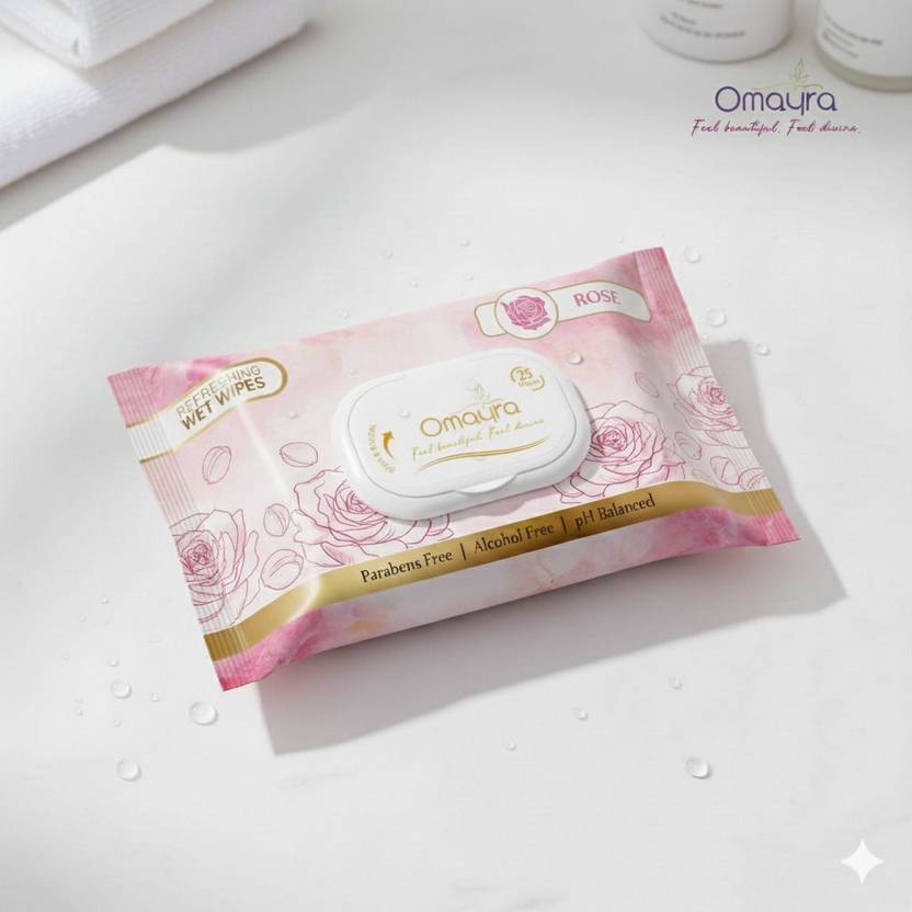 Omayra Rose Wet Wipes | Alcohol Free | Soft & Thick Tissues 25 Wipe With Lid