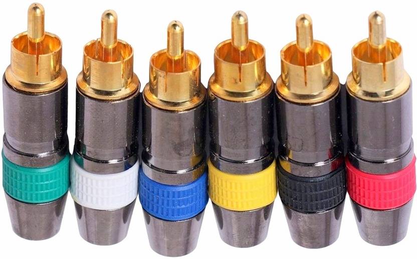BALRAMA 5pc Metal Gold Plated RCA Pin Audio Video Speaker Male Connectors Jack AV Plug Sound Recorder and Sound Circuit Electronic Hobby Kit