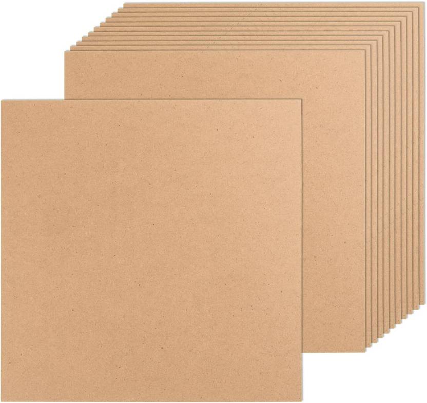 Gloshvi MDF Craft Board Square Sheets 12x12 Inch 3MM Pack of 8 Pine Wood Veneer
