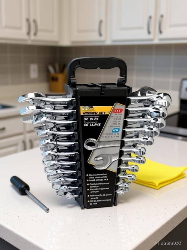 Gizmostar Open End 12 pcs Long Combination Spanner Set. Wrench Set of 12 Piece Double Sided Combination Wrench