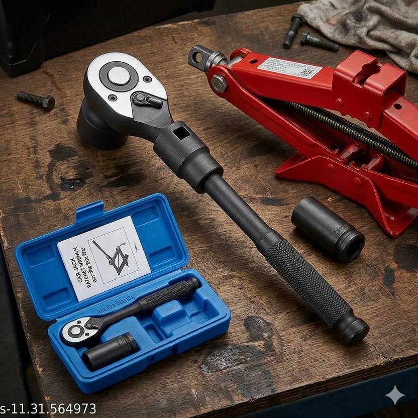 Avikam 360° Car Jack Ratchet Wrench Heavy Duty Lift Handle Tool Auto Labor-saving Tool Garage Tire Wheel Lug Wrench Scissor Lift Speed Handle Single Sided Rachet Wrench