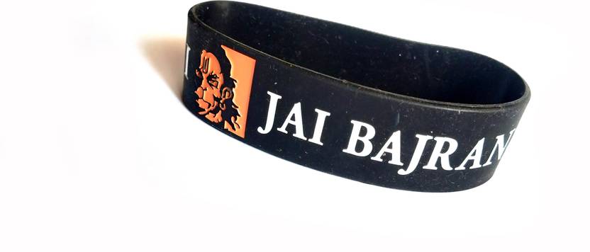 Meeko.com Jai Bajrang Rubber Wrist Band Men & Women Wrist Band