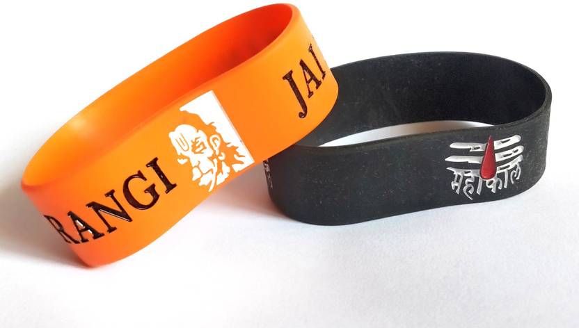 Meeko.com Jai Bajrangi With Mahakal Rubber Wrist Band Men & Women Wrist Band