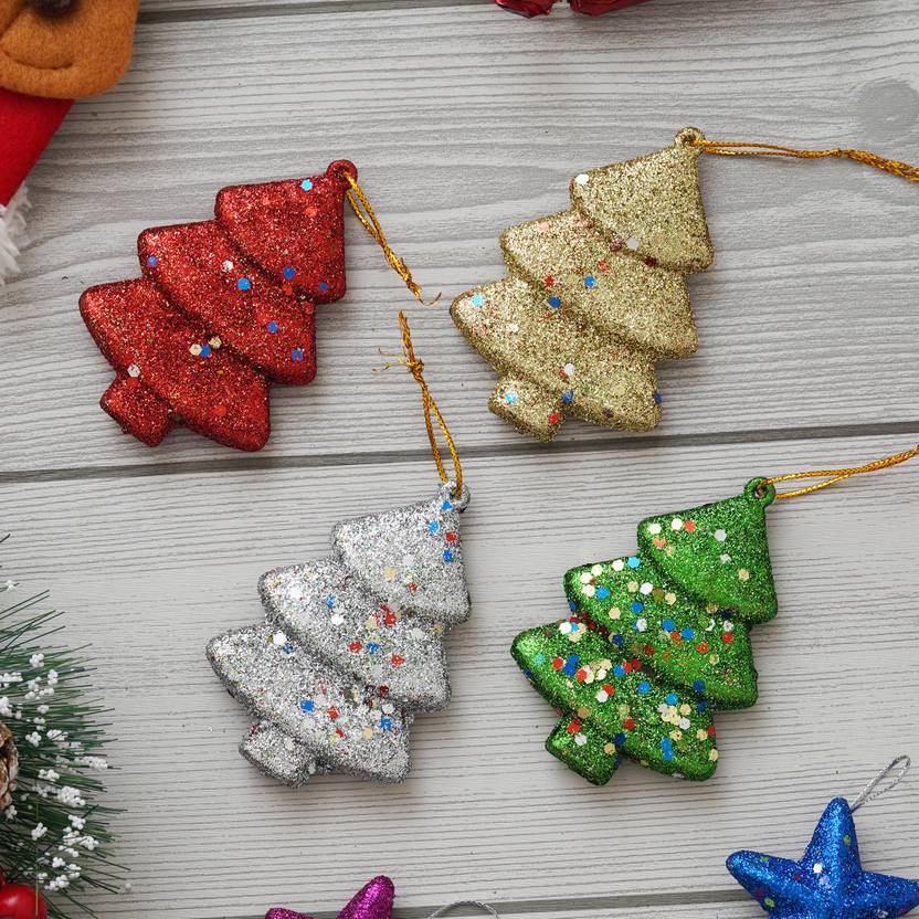 eCraftIndia Sparkly Christmas Trees Hanging Ornaments Props Hanging Ornaments Pack of 1