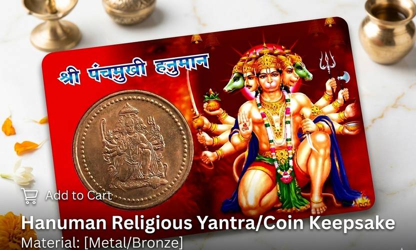 Tulsi tatva Hanuman Blessing ATM Card | Pocket Hanuman Ji Card for Protection, Strength Brass Yantra