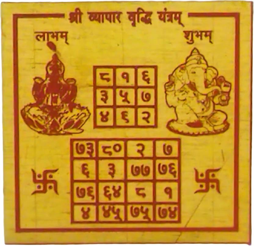 ANIVEA CRAFTS Shree Vyapar Vridhi Ashtadhatu 3x3 cm Brass Yantra