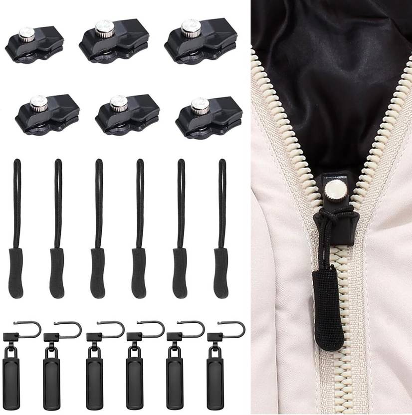 Shuang You Zipper Repair Kit Instant Zipper Sliders with Nylon Pull Tabs Cords 3 Size Metal Zipper Pull