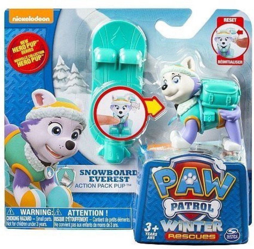 Paw Patrol Winter Rescue Snowboard Action Pup Rocky Rubble Everest 4k Toy  Unboxing Review 