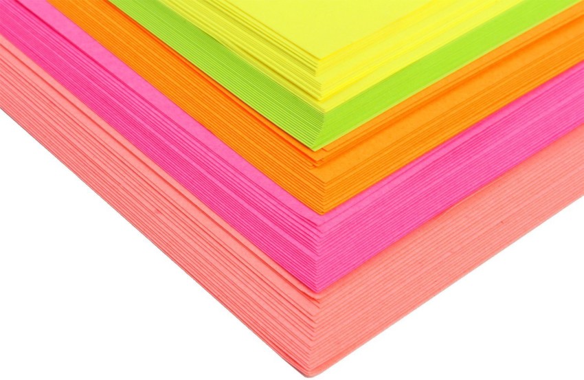 Pigloo Double Sided A4 Fluorescent Neon Paper for Art & Craft, Hobbies &  Scrapbooking - 100 Sheets, 5 Colour, 80 GSM - Double Sided A4 Fluorescent Neon  Paper for Art & Craft