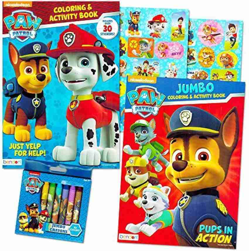Paw Patrol Coloring Book Super Bundle Set - 2 Coloring and Activity Books, Over 50 Stickers and Mini Crayons