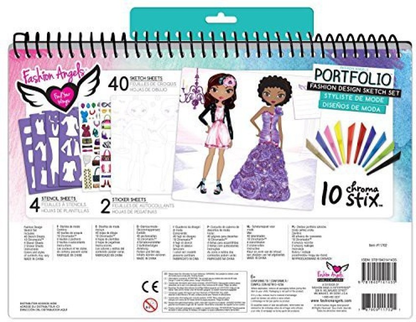 Fashion Angels Fashion Design Sketch Portfolio  Carry Keeper 12603  Fashion Coloring Book Carry Tote Includes Markers  Crayons 100  Stickers for Kids Ages 8 and Up  Amazonin Office Products