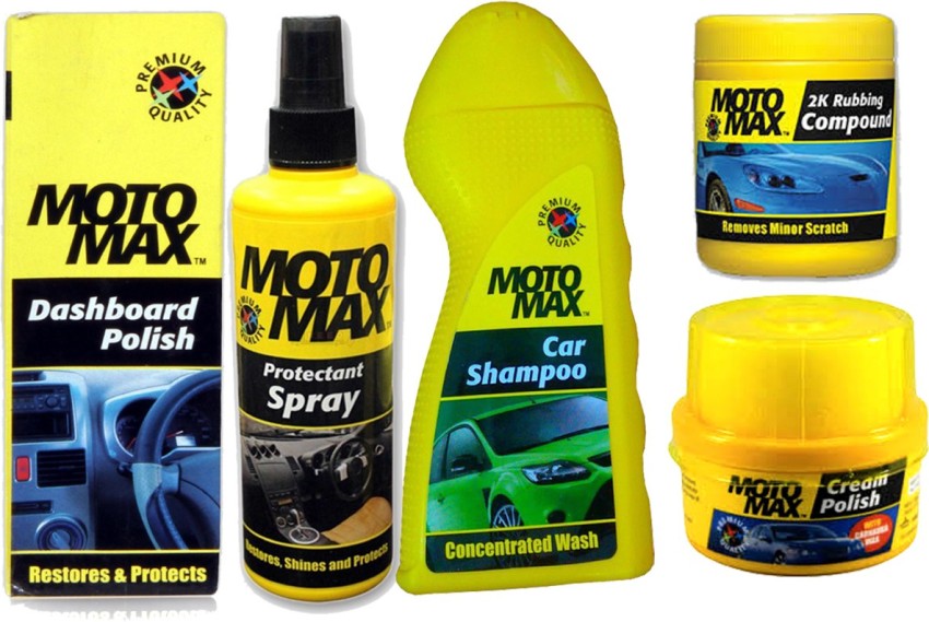 Motomax Car Grooming Kit-Cream Polish,Car Shampoo,Rubbing Compound Shiner  Polish