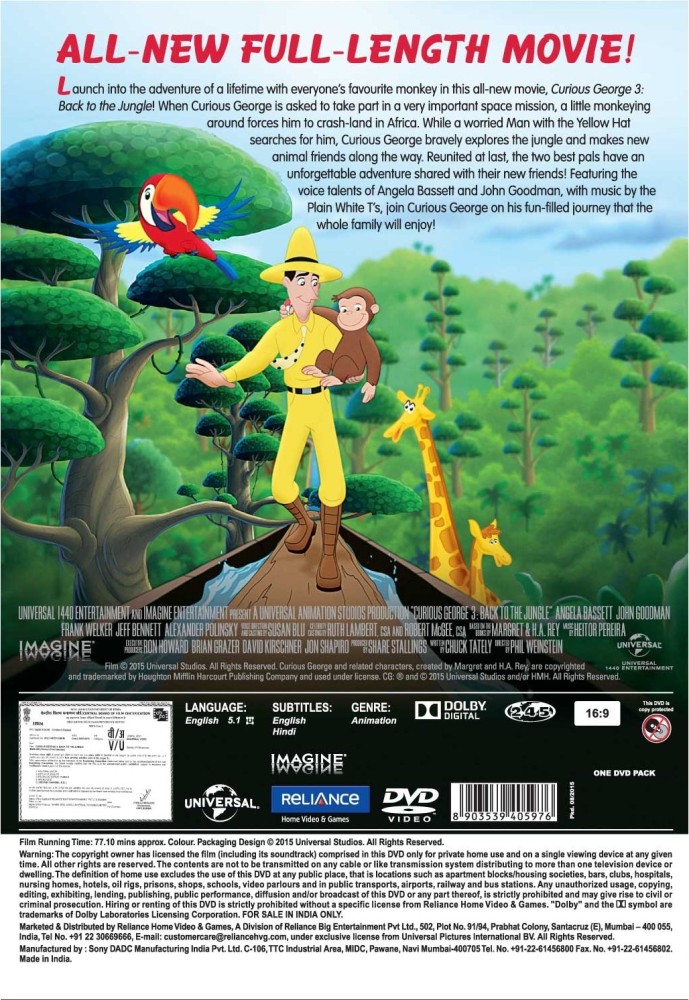 Curious George 3: Back to the Jungle (DVD, 2015)
