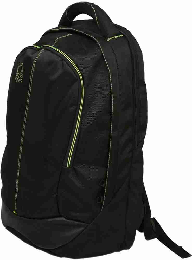 United Colors of Benetton Black Green Color Water Resistant Stylish Trendy 30 L Laptop Backpack Black Green Price in India Flipkart